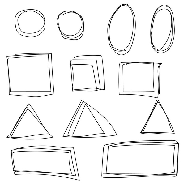 Geometric Shapes School Notebook. Childrens Line Drawings Square Rectangular. Oval Triangular Shapes. Illustrator Vector - Vektor, Bild