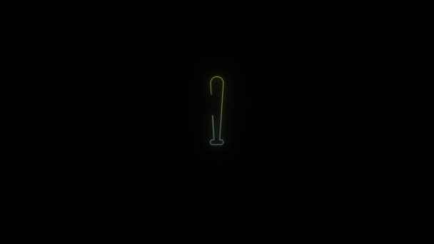Glowing neon baseball bat icon on black background. 4K video for your project. - Footage, Video