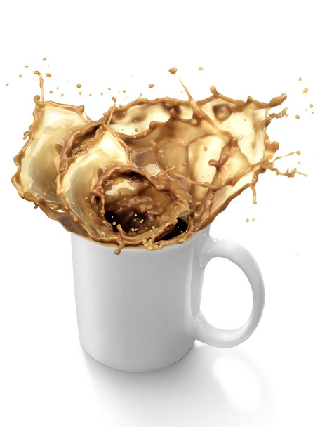 Kávét. csokoládé tej fröccsenés elszigetelt fehér háttér - Fotó, kép