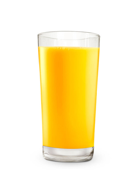 Orange juice glass, isolated on white background - 写真・画像