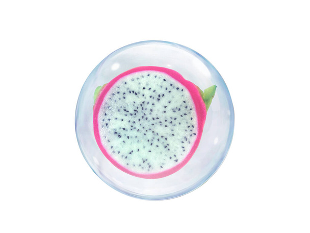 Fruta fresca de dragão, em bolha isolada sobre fundo branco - Foto, Imagem