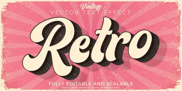 Retro, vintage szövegeffektus, szerkeszthető 70-es és 80-as évek szöveges stílusa - Vektor, kép