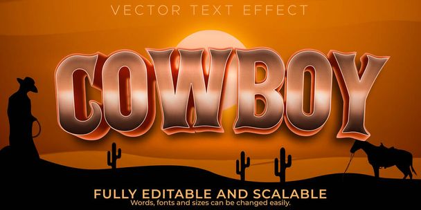 Efecto de texto salvaje vaquero, oeste editable y estilo de texto texas - Vector, imagen