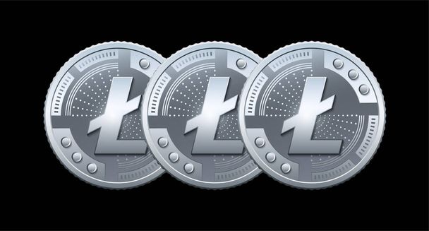 Webthe litecoin logotipo de moneda virtual se muestra en un fondo negro. ilustraciones. - Foto, Imagen