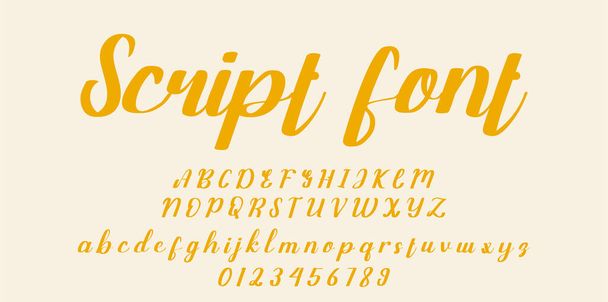 Handgeschreven lettertype. penseel lettertype vector illustratie geïsoleerde achtergrond - Vector, afbeelding