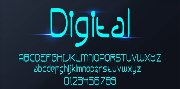 Digitales Alphabet Schriftvektorabbildung isoliert Hintergrund - Vektor, Bild