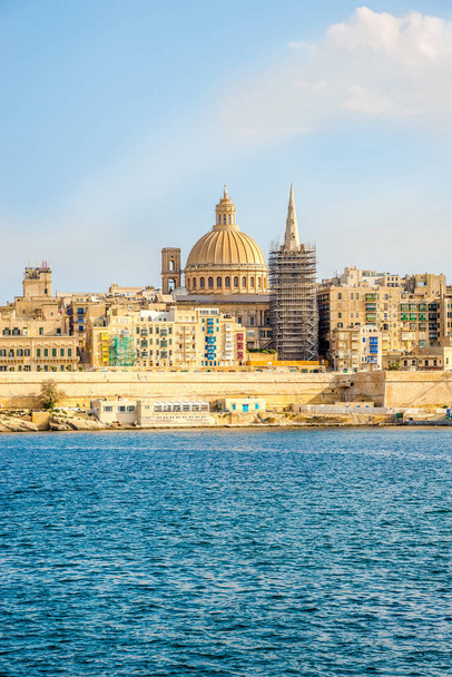 View at the Basilica and Cathedral in Valetta from Sliema in Malta  - Photo, Image