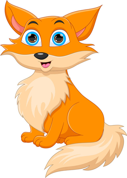 cute fox cartoon isolated on white background - Vector, Image