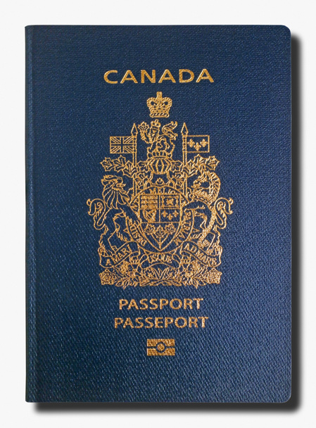 Крупный план канадского паспорта на белом фоне. - Фото, изображение