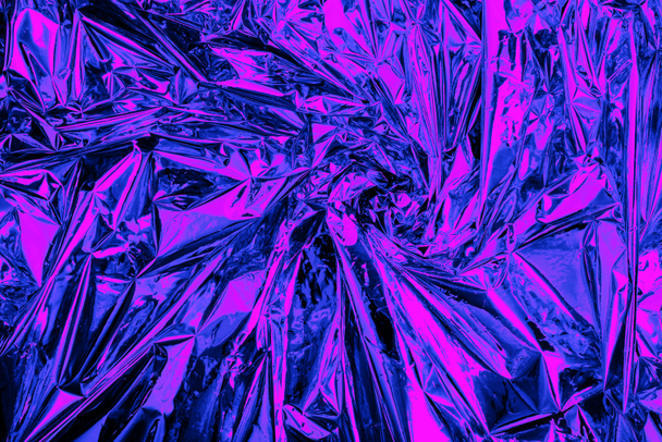 紫と青の光を持つネオン背景箔。サイケデリックな抽象的なグラデーションの質感。クレイジー壁紙. - 写真・画像
