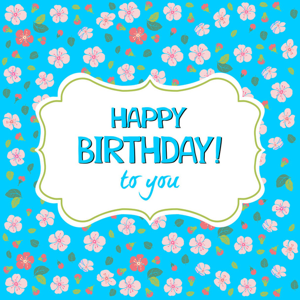 happy birthday  card with flowers - Vektor, obrázek