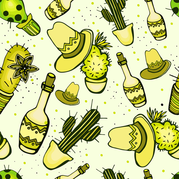 krásný vzor s lahví a kaktus - Vektor, obrázek