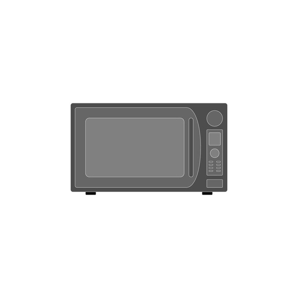 Microwave oven for heating and cooking various types of food in dark colors on a white background. Vector image. - Vector, Image
