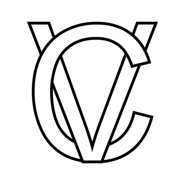 Logo sign vc cv, icon sign interlaced letters c v - Vector, Image