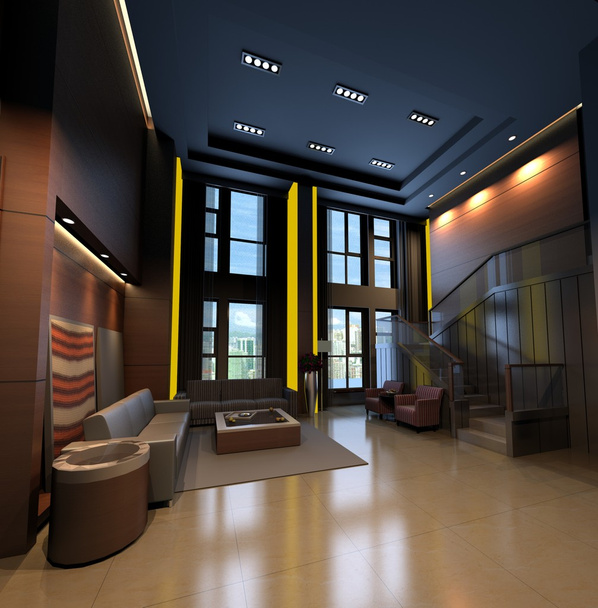Interieur modieuze woonkamer rendering - Foto, afbeelding