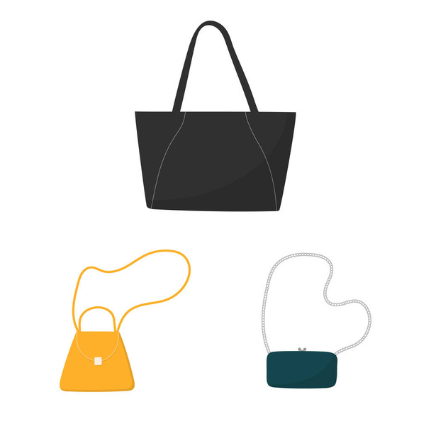 スタイリッシュな女性のハンドバッグのセット。カジュアルバッグ、トートバッグと財布でドアスタイル。分離ベクトル図. - ベクター画像