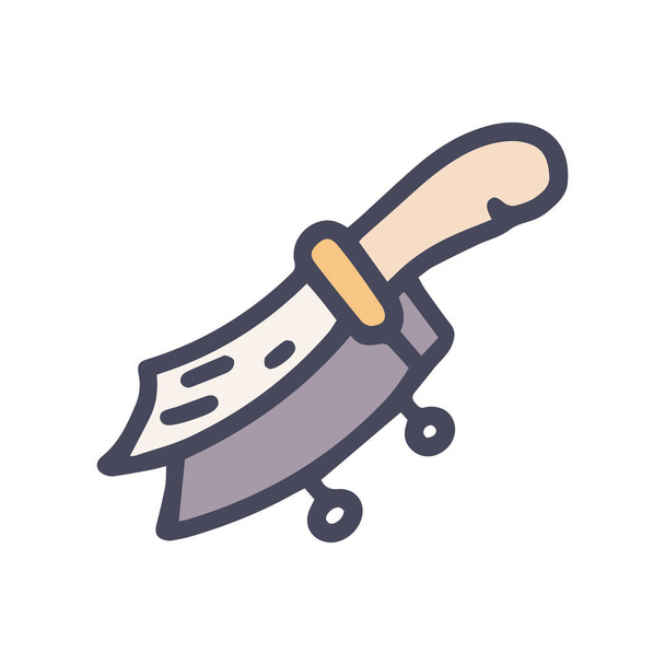 fishing knife color vector doodle simple icon - Vector, Imagen