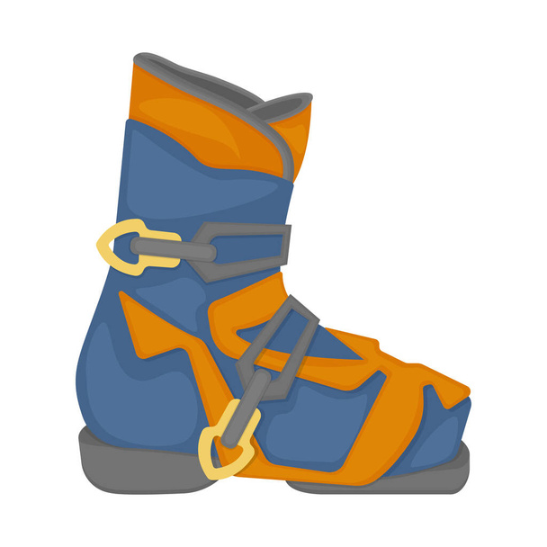 Ski boots. Boots for skiing and snowboarding. Sports shoes. Sports equipment, vector illustration isolated on a white background - ベクター画像
