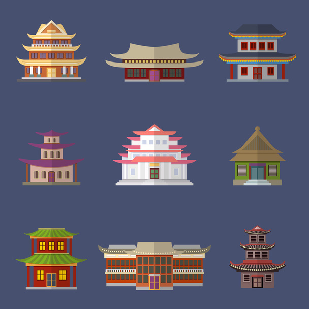 Ícones da casa chinesa
 - Vetor, Imagem