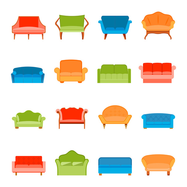 sofa pictogram platte - Vector, afbeelding