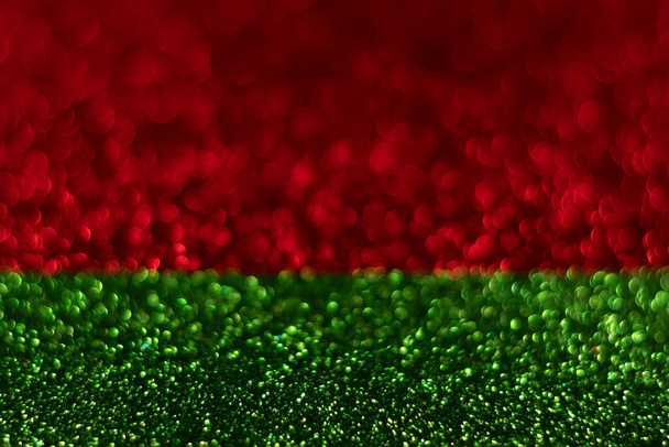 Verde e rosso scintillante scintillio bokeh sfondo, Natale astratto texture sfocata. Luci vacanza - Foto, immagini