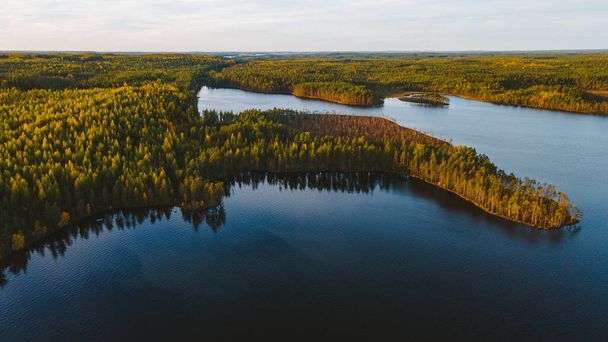 An aerial shot of Aulanko nature reserve in Hameenlinna, Finland - Фото, изображение