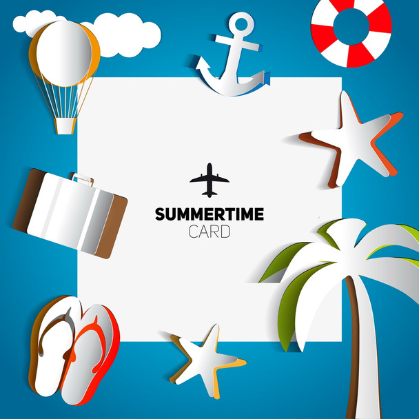 Summertime card or traveling template - Вектор,изображение