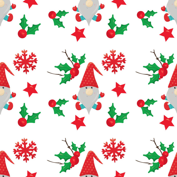 Christmas seamless pattern with Santa Claus and snowflakes - bright background for New Year, Christmas holiday, wallpaper, wrapper, background - Photo, image
