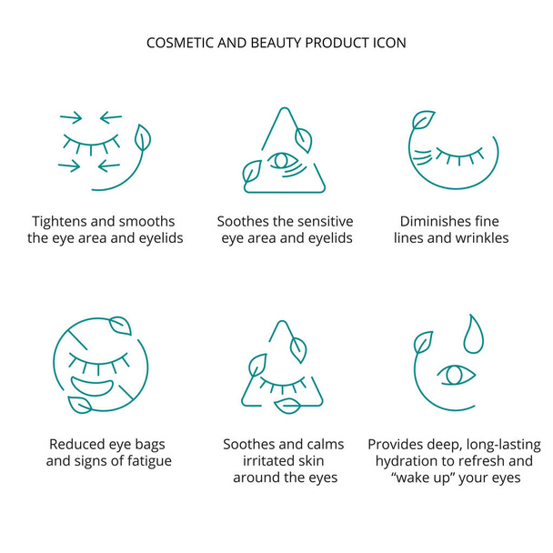 Eye patch, crème, masker cosmetische en beauty product icoon set voor web, verpakking ontwerp. Vector stock illustratie geïsoleerd op witte achtergrond. - Vector, afbeelding
