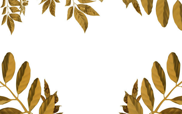 Ізольовані 3d рендерингові ілюстрації гілок золотистого кольору листя на білому тлі
. - Фото, зображення