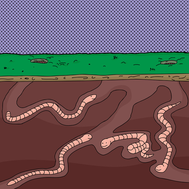 Group of Worms Tunneling - Vector, Image