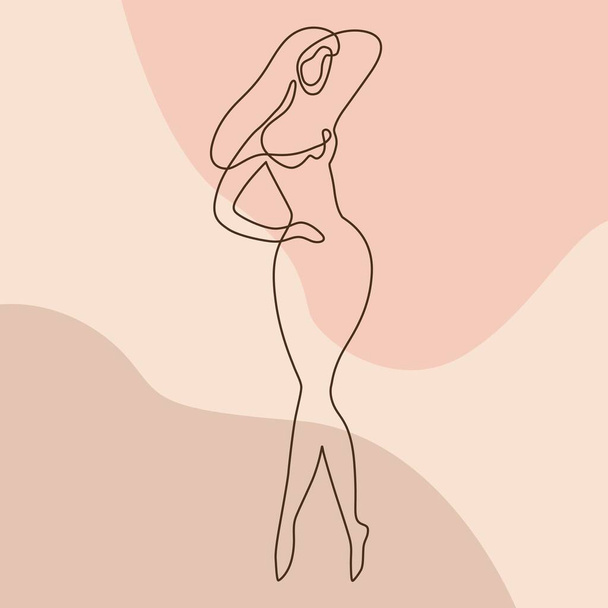 Fashion illustration. The female body. Elegant nude figure, art poster. Stylish sketch of a naked woman - Вектор,изображение