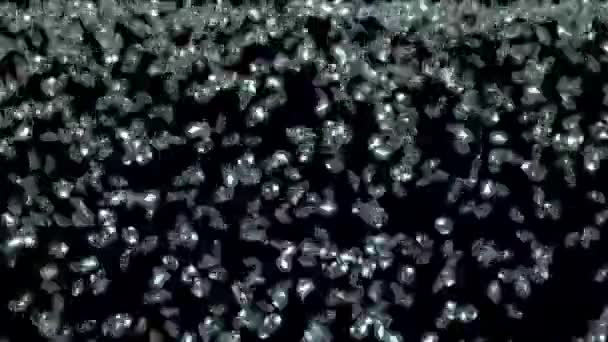 Fondo de diamantes - Diamantes cayendo sobre fondo negro - Metraje, vídeo