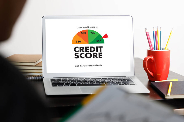 CREDIT SCORE (Businessman Checking Credit Score Online and Financial payment Rating Budget Money) - Фото, зображення