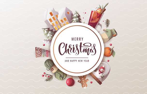 merry christmas concept happy new year concept vector illustration  - Vector, Image