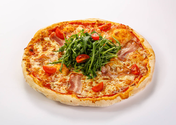 Pizza with bacon, cheese and rucola - Photo, image