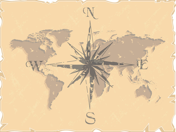 mapa světa s kompasem - Vektor, obrázek