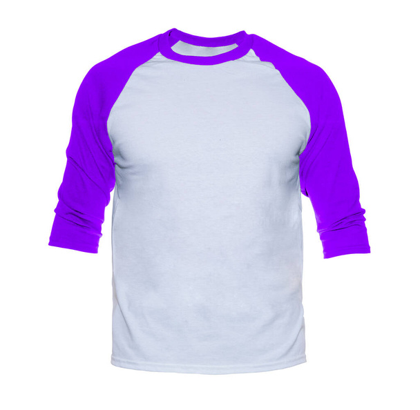 Порожній рукав футболка Раглан маскує шаблони кольору білий/фіолетовий вид спереду на білому тлі
 - Фото, зображення