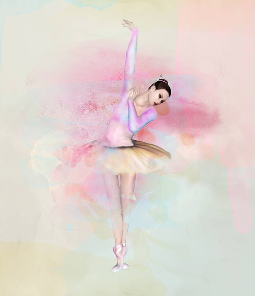 Акварельний ескіз балерини в класичній позі балету - Фото, зображення
