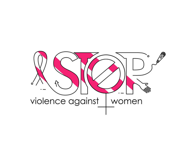 Σταματήστε τη βία κατά των γυναικών στη Διεθνή Ημέρα για την Εξάλειψη της Βίας κατά των Γυναικών  - Διάνυσμα, εικόνα