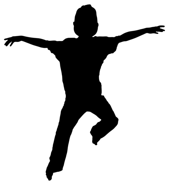 Silhouette of child jumping - Вектор,изображение