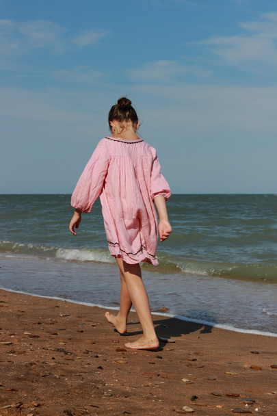 Pretty girl at sea beach, Crimea - Photo, Image