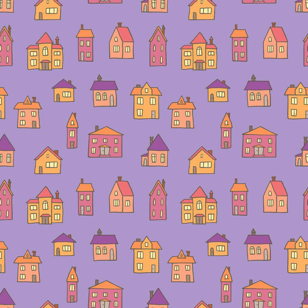 Colorful town seamless background. Vector seamless pattern. Nordic homes. - Vettoriali, immagini