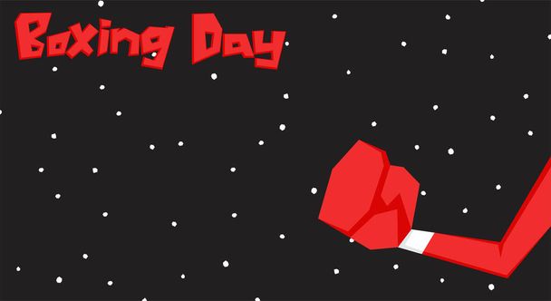 Boxing Day background with red boxing glove and some snow fall - Vector, Image