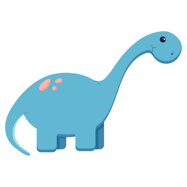 Niedlicher Dinosaurier zur Dekoration des Kinderzimmers, Aufkleber aus dem Mesozoikum für Kinder, Illustration im flachen Stil isoliert auf einem weißen. - Vektor, Bild