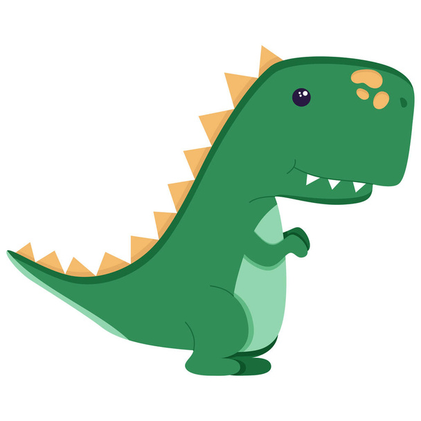 Милый динозавр для украшения питомника, мезозойская эра наклейки для детей, иллюстрация в плоском стиле изолированы на белом. - Вектор,изображение