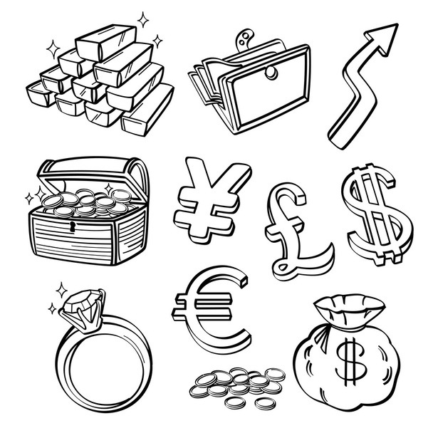 pénzügyi & valuta ikon készlet - Vektor, kép