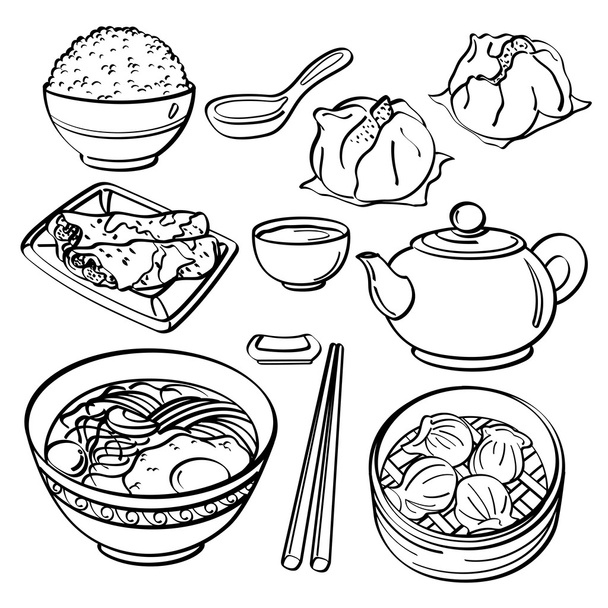 Collection alimentaire asiatique
 - Vecteur, image