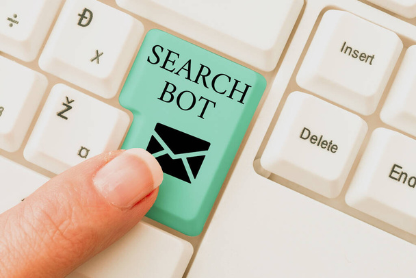 Conceptual caption Search Bot. Business showcase a program that runs automated tasks over the Internet or network Abstract Online Registration Process, Typing Personal Informations - Photo, Image