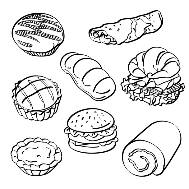 kolekce chléb a koláče - Vektor, obrázek